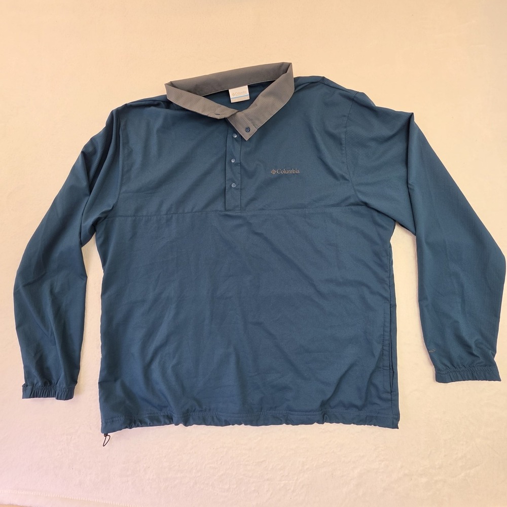 Columbia Pullover Jacket Mens XL Lightweight Windbreaker Outdoor Blue Long Sleev